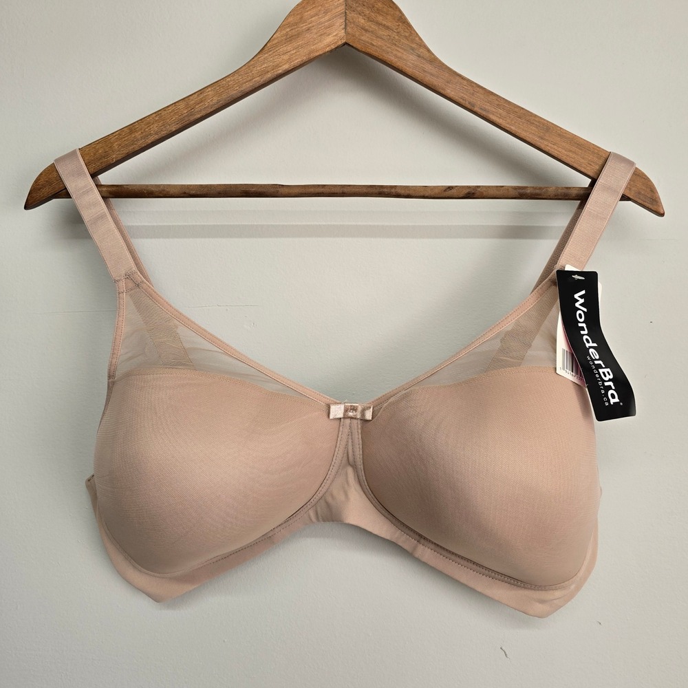 Wonderbra 2 Ways to Wear Underwire Bra 40D Beige Mesh Trim Minimalist E2677H